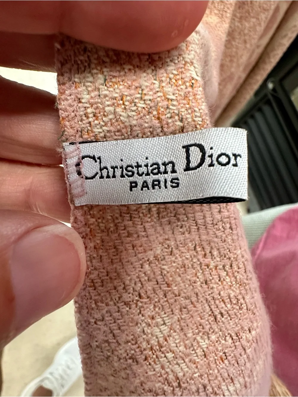 Dior Pink and Cream Scarf with Signature Logo